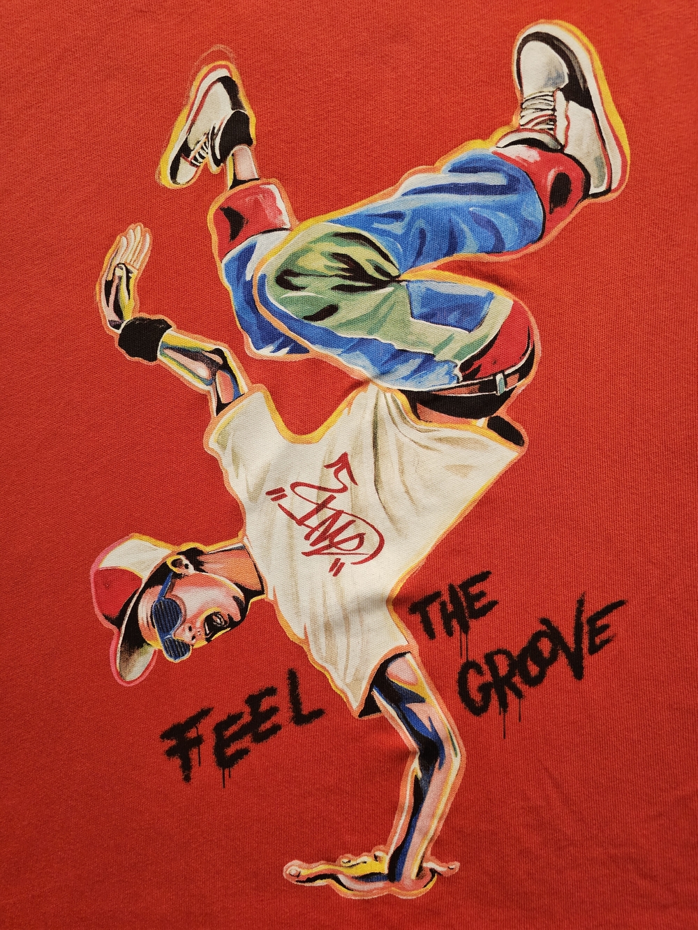 Zara "Feel the Groove" Red Breakdance Graphic T-Shirt - Streetwear Tee
